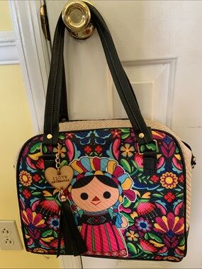 Embroidered  Mexican LeLe Folk Doll Satchel Tote or Shoulder Bag
